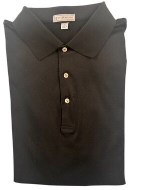 PETER MILLAR CROWN POLO SHIRT MEN’S XL BLACK 100% COTTON SOLID CLASSIC FIT S/S